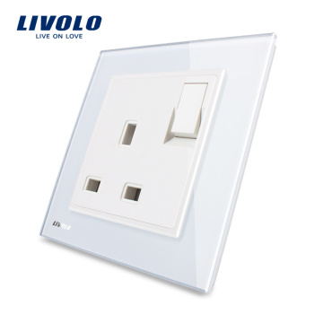 Livolo Fabricante 1 Gang 1Way Botão Interruptor de Parede Com Tomada de 13A VL-W2Z1UK1-11